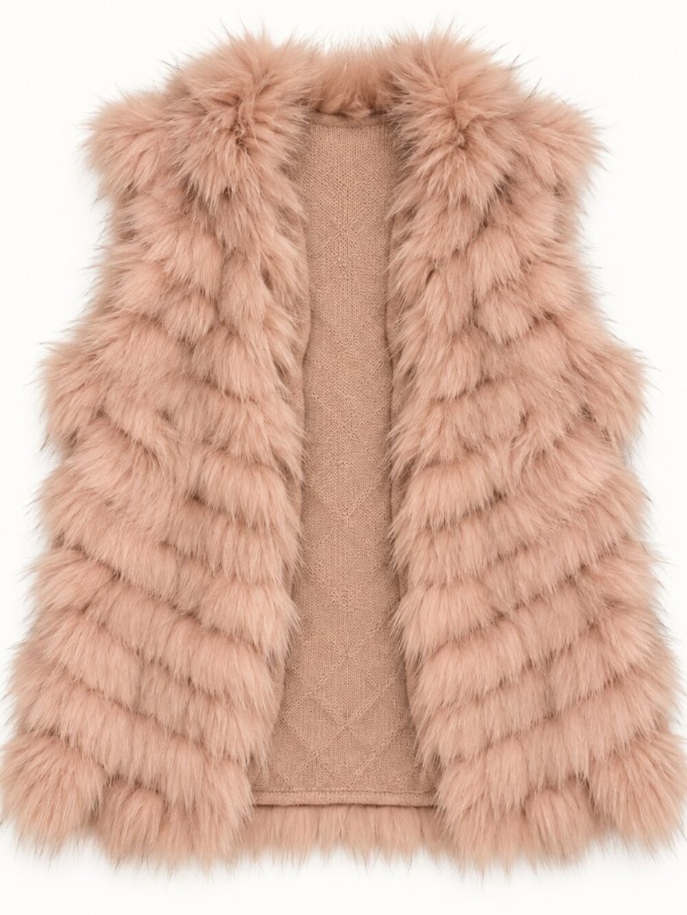 BCBGMAXAZRIA Darah Blush Real Fur Vest NWT XS